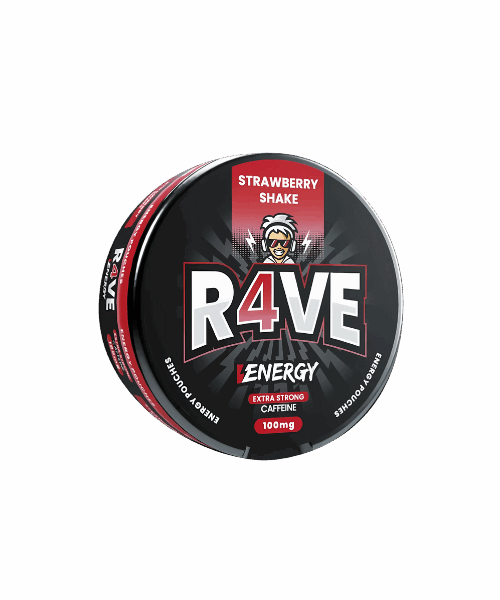 R4VE Caffeine Pouches 100mg – Strawberry Shake